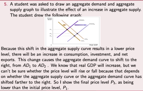SOLVED: A student was asked to draw an aggregate demand and aggregate ...