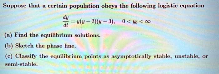 SOLVED:Suppose that a certain population obeys the following logistic