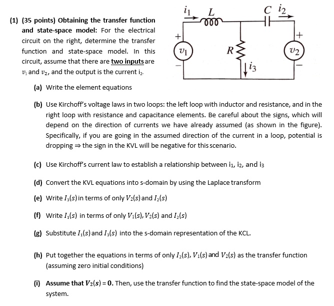 SOLVED: (1) (35 points) Obtaining the transfer function and state-space ...