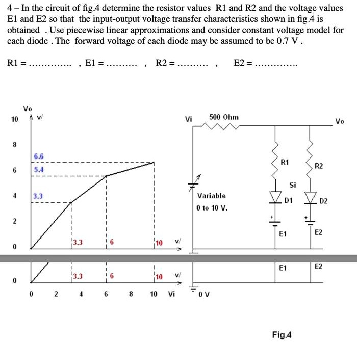 4- In the circuit of fig.4 determine the resistor values R1 and R2 and ...