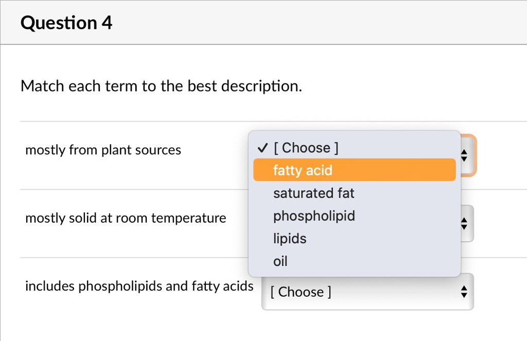 SOLVED Question 4 Match each term to the best description mostly from
