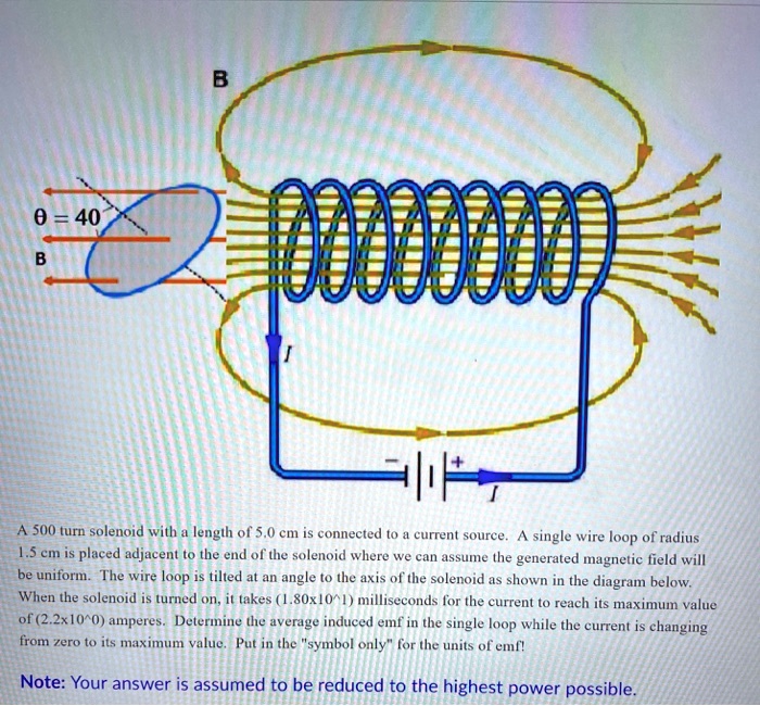 SOLVED: 0ubudodd) 40 500 tucn solenoid with length of 5.0 cm connected ...