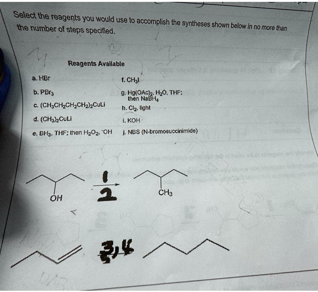 SOLVED: Select the reagents you would use to accomplish the syntheses ...