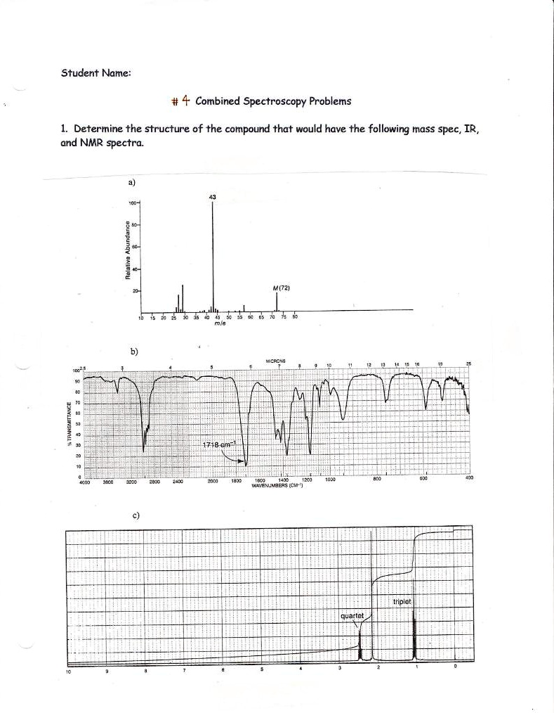 SOLVEDStudent Name 4 Combined Spectroscopy Problems Determine the
