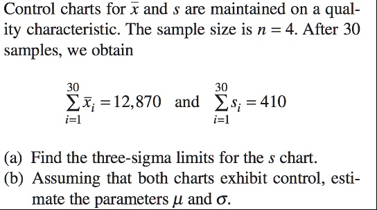 SOLVED: Control charts for x and are maintained on a qual- ity ...