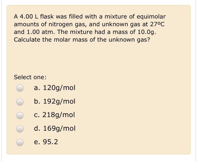 Solved A L Flask Was Filled With A Mixture Of Equimolar Amounts