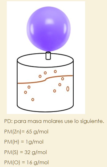 SOLVED: PD: para masa molares use lo siguiente _ PMZn)= 65 g/mol PMH ...