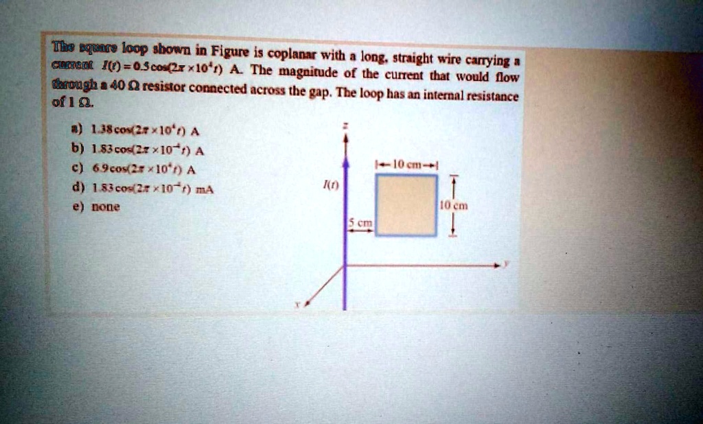 The square loop shown in Figure is coplanar with a long, straight wire ...