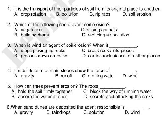 1. It is the transport of finer particles of soil from its original ...