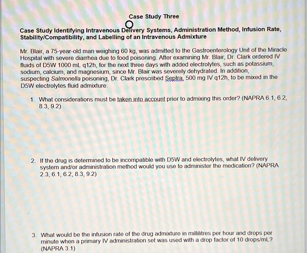 SOLVED Case Study Three Case Study Identifying Intravenous Delivery