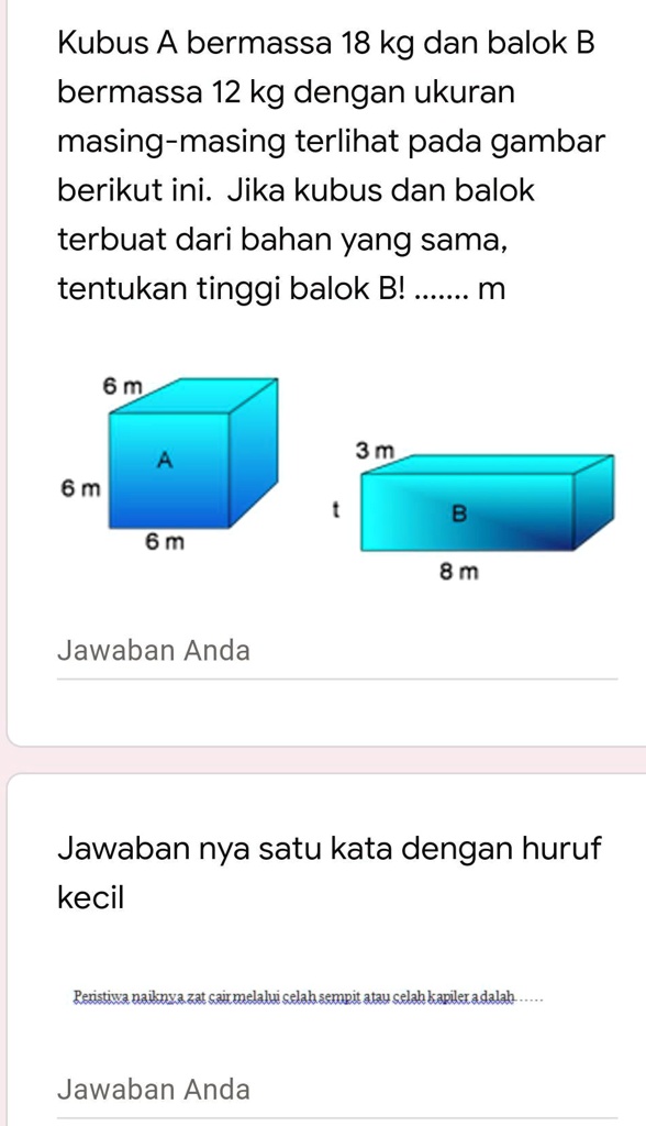 SOLVED: Bantu Dong. Cepat Ya Kubus A Bermassa 18 Kg Dan Balok B ...