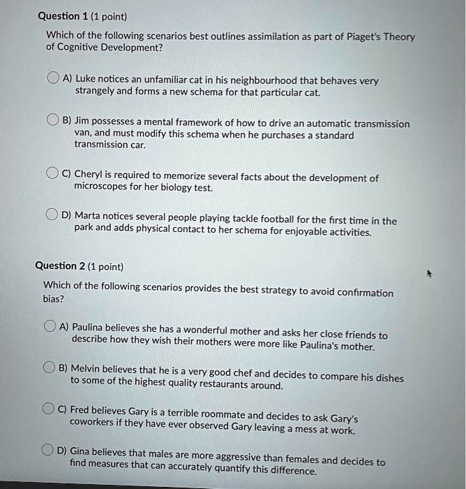 SOLVED Question 1 1 point Which of the following scenarios best