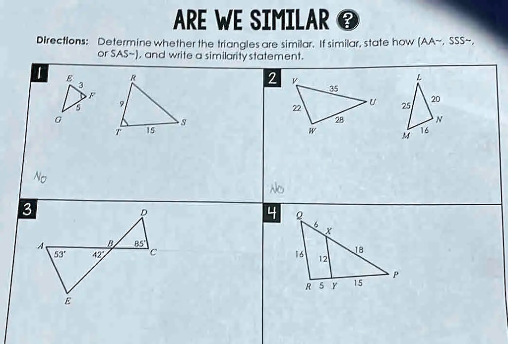 [GET ANSWER] ARE WE SIMILAR? Directions: Determine whether the ...