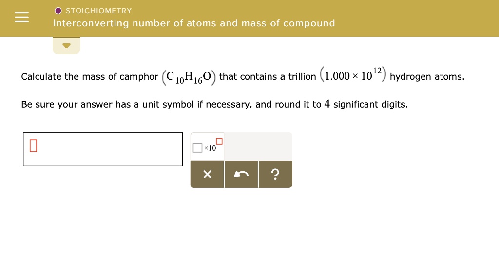 Interconverting number of atoms shop and mass of compound