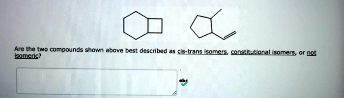 Solved Are Thecto Compounds Shown Above Best Described As Cis Trans Isomers Constitutional