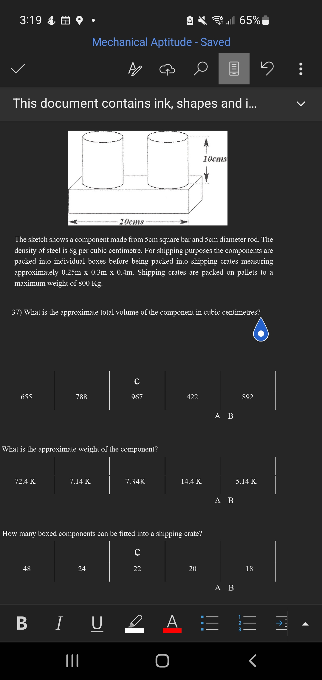 The sketch shows a component made from 5 cm square bar and 5 cm
