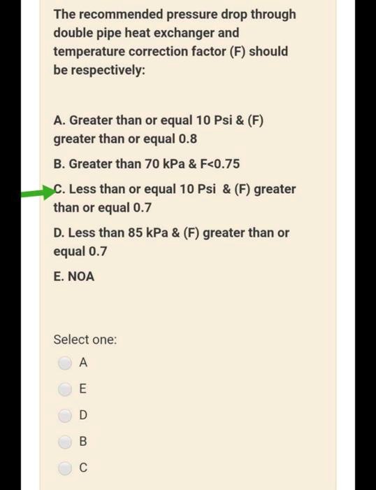 SOLVED The pressure drop through double pipe heat