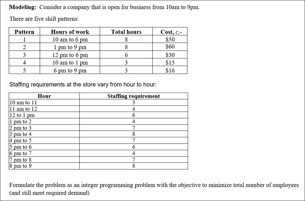 SOLVED Modeling Consider a company that is open for business