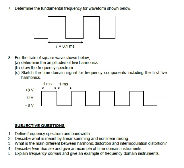 SOLVED: 7. Determine the fundamental frequency for the waveform shown ...