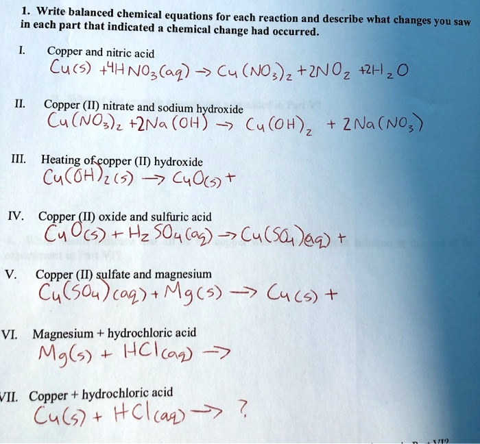 SOLVED Write balanced chemical equations for each reaction and