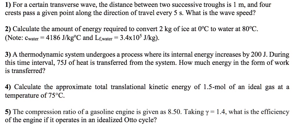 SOLVED: For A Certain Transverse Wave, The Distance Between Two ...