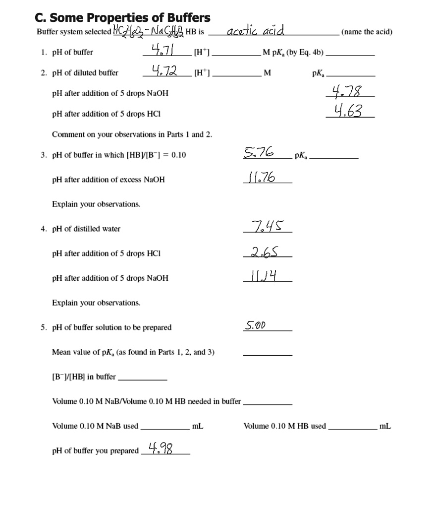 SOLVED: C. Some Properties of Buffers Buffer system selected Hckz N4Gll ...