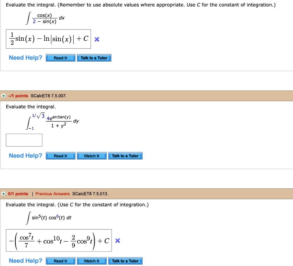 Solved Evaluate The Integral (Remember To Use Absolute, 53% OFF