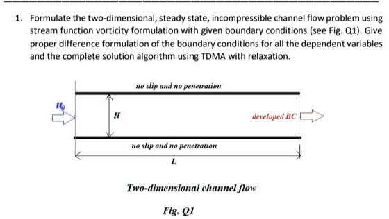 1. Formulate the two-dimensional, steady state, incompressible channel ...