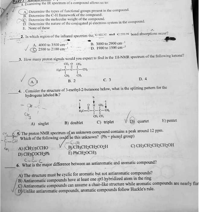 Solved: Help Please 1. Examining The Ir Spectrum Of A Compound Allows 