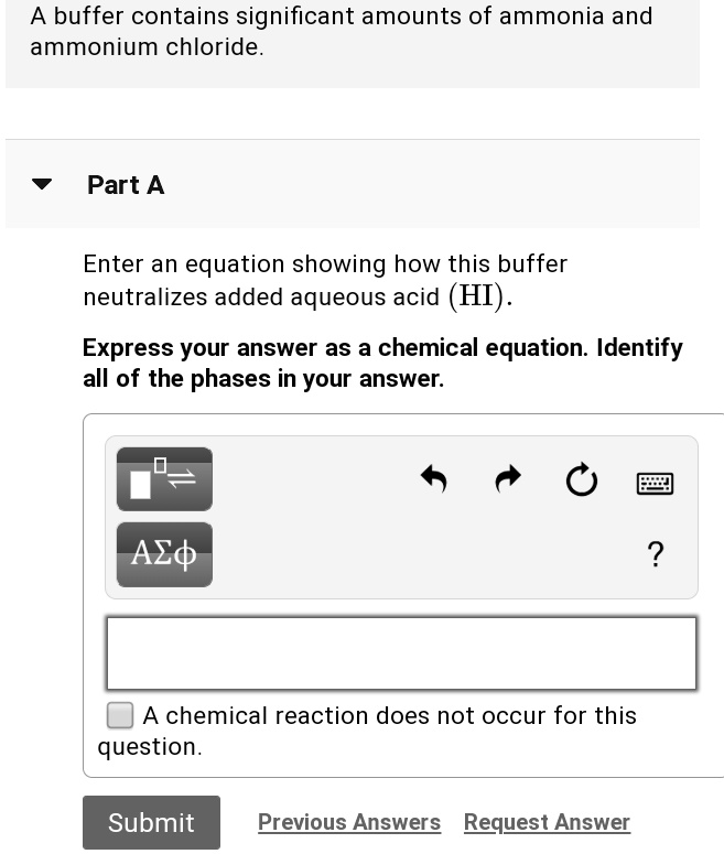 Solved A Buffer Contains Significant Amounts Of Ammonia And Ammonium Chloride Part A Enter An