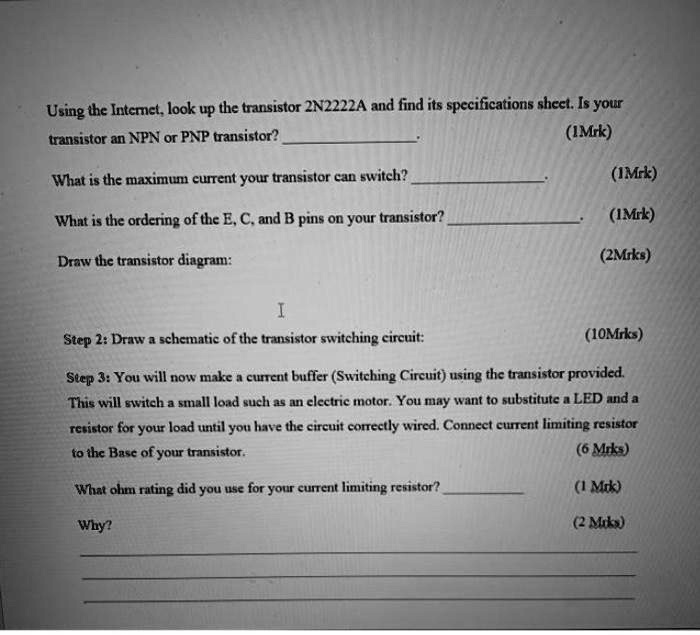 Solved: Using The Internet, Look Up The Transistor 2n2222a And Find Its 