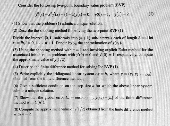 Solved Consider The Following Two Point Boundary Value Problem Bvp 4y X X Ylr 0 Y 0 1