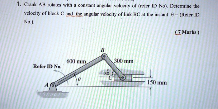 SOLVED: Crank AB rotates with constant angular velocity of (refer ID No ...