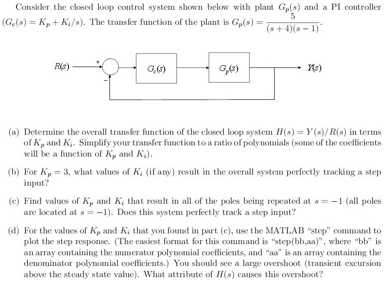Consider the closed loop control system shown below with plant Gp(s ...