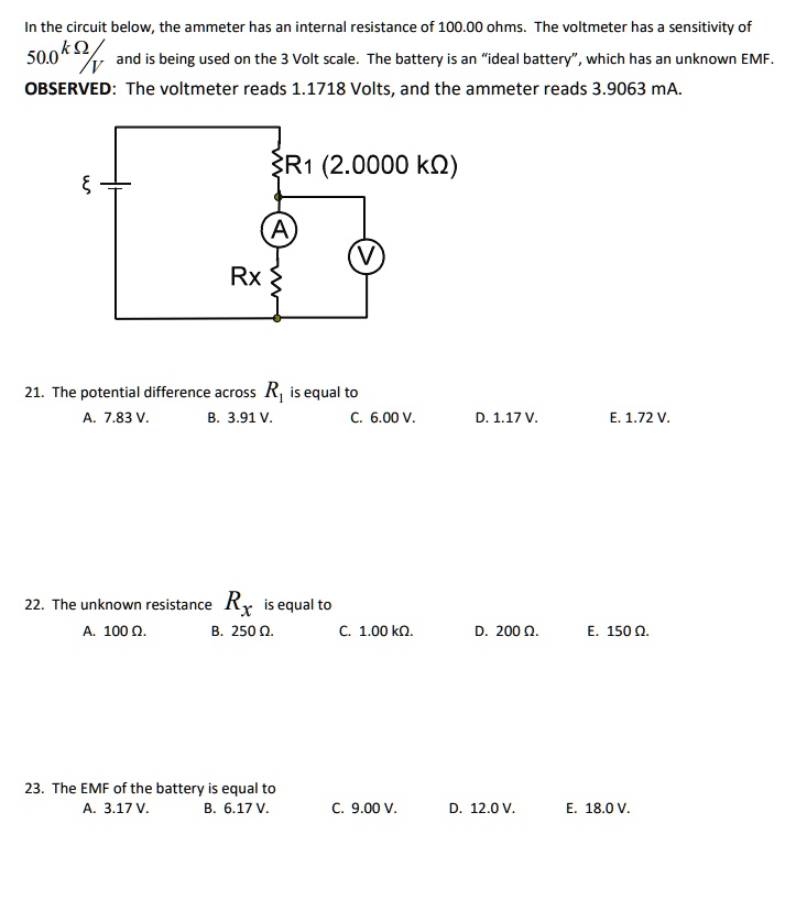 In the circuit below; the ammeter has an internal res… SolvedLib