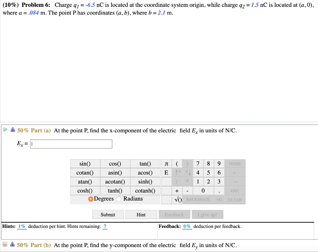 SOLVED: (109) Problem 6: Charge 91 =-6.5 nC is located at the ...
