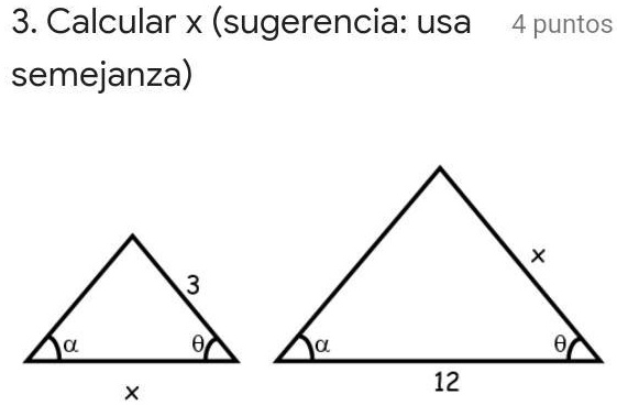 SOLVED: Calcular x (sugerencia: usa semejanza) Ayudaaaa :( 3. Calcular ...