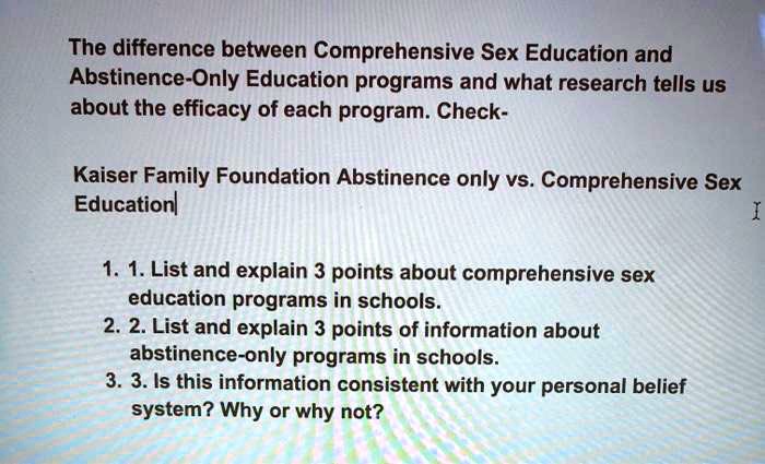 SOLVED The difference between Comprehensive Sex Education and