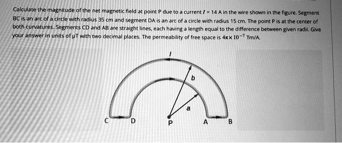 Solved Calculate The Magnitude Of The Net Magnetic Field At Point P Due To A Current I 14 A In 0718