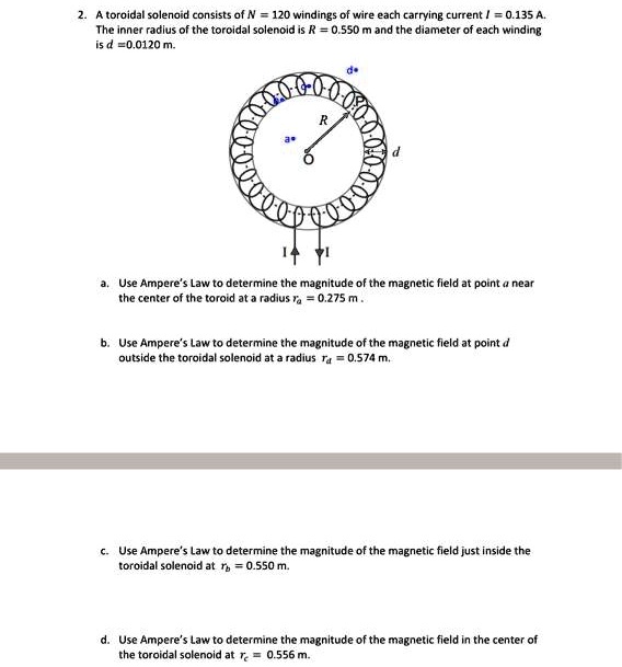Solved Toroidal Solenoid Consists Of N 120 Windings Of Wire Each Carrying Current 0135 A 4717