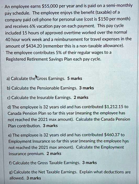 An employee earns 55,000 per year and is paid on a semimonthly pay