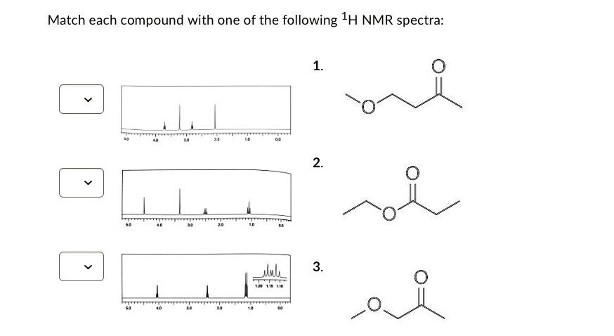 SOLVED: Match each compound with one of the following 1H NMR spectra:
