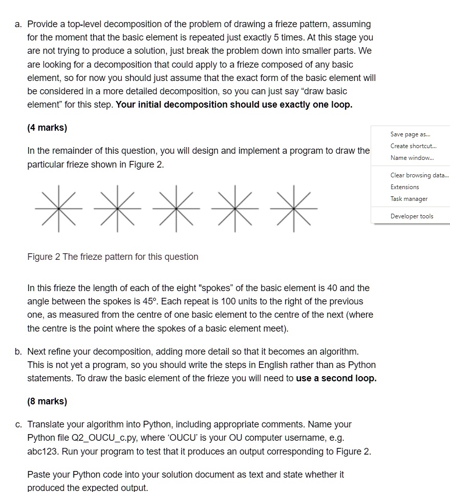 a. Provide a top-level decomposition of the problem of drawing a frieze ...