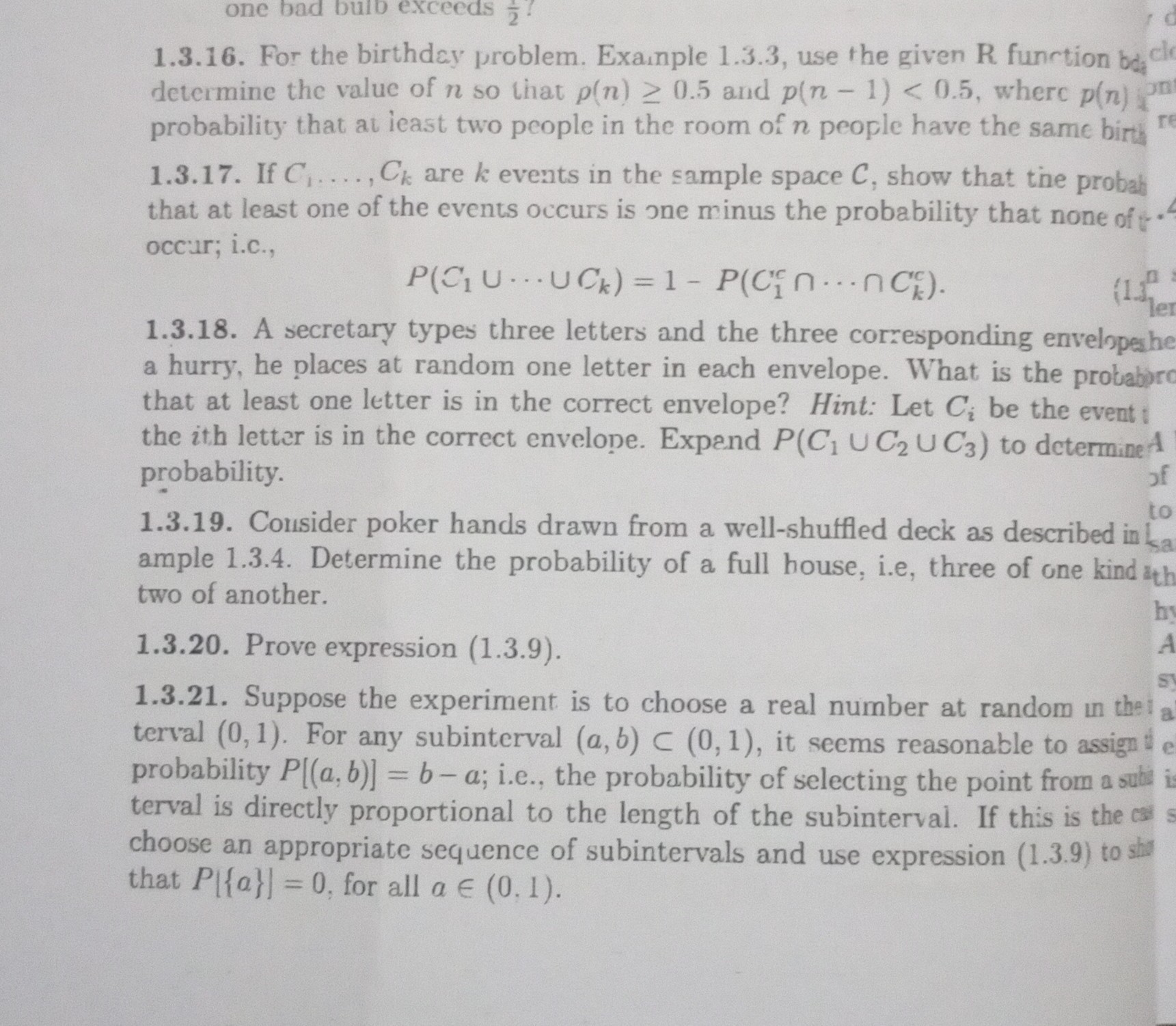 [GET ANSWER] 1.3.16. For the birthday problem. Exa?nple 1.3.3, use the ...