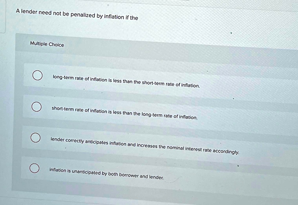 A Lender Need Not Be Penalized By Inflation If The