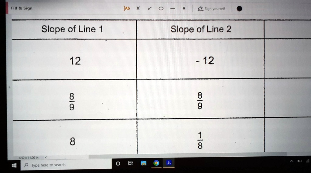 Slope of Line 1
12
8
8
Slope of Line 2
-12
8
1