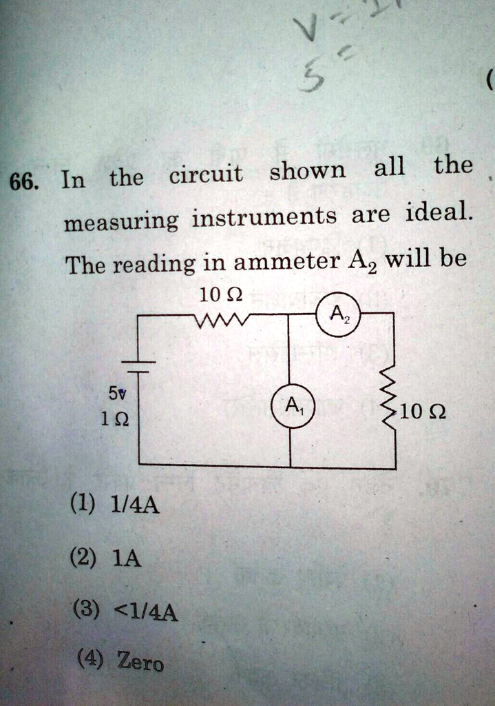 SOLVED 'find the reading of ideal ammeter connected in the given