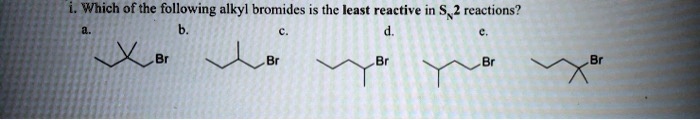 i. Which of the following alkyl bromides is the least reactive in SN2 reactions?