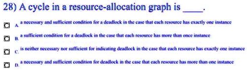 SOLVED: 28A cycle in a resource-allocation graph is