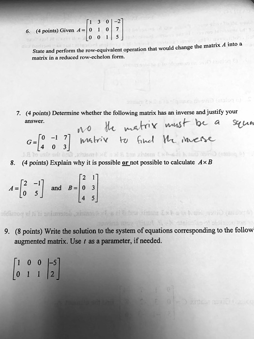 SOLVED Given the matrix convert it into reduced row echelon form